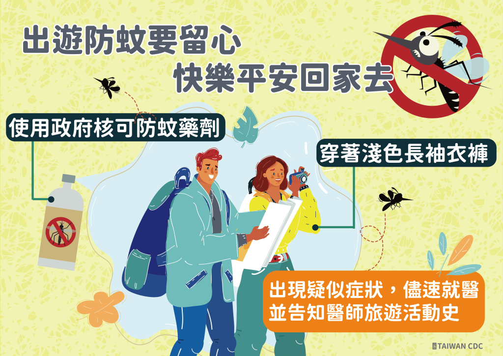民眾出國旅遊應做好防蚊措施，防範 登革熱 等蟲媒傳染病威脅