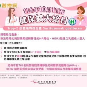 乳癌治療「斷層期」再補位！健保擴大給付第三線 ADC 治療選項上路
