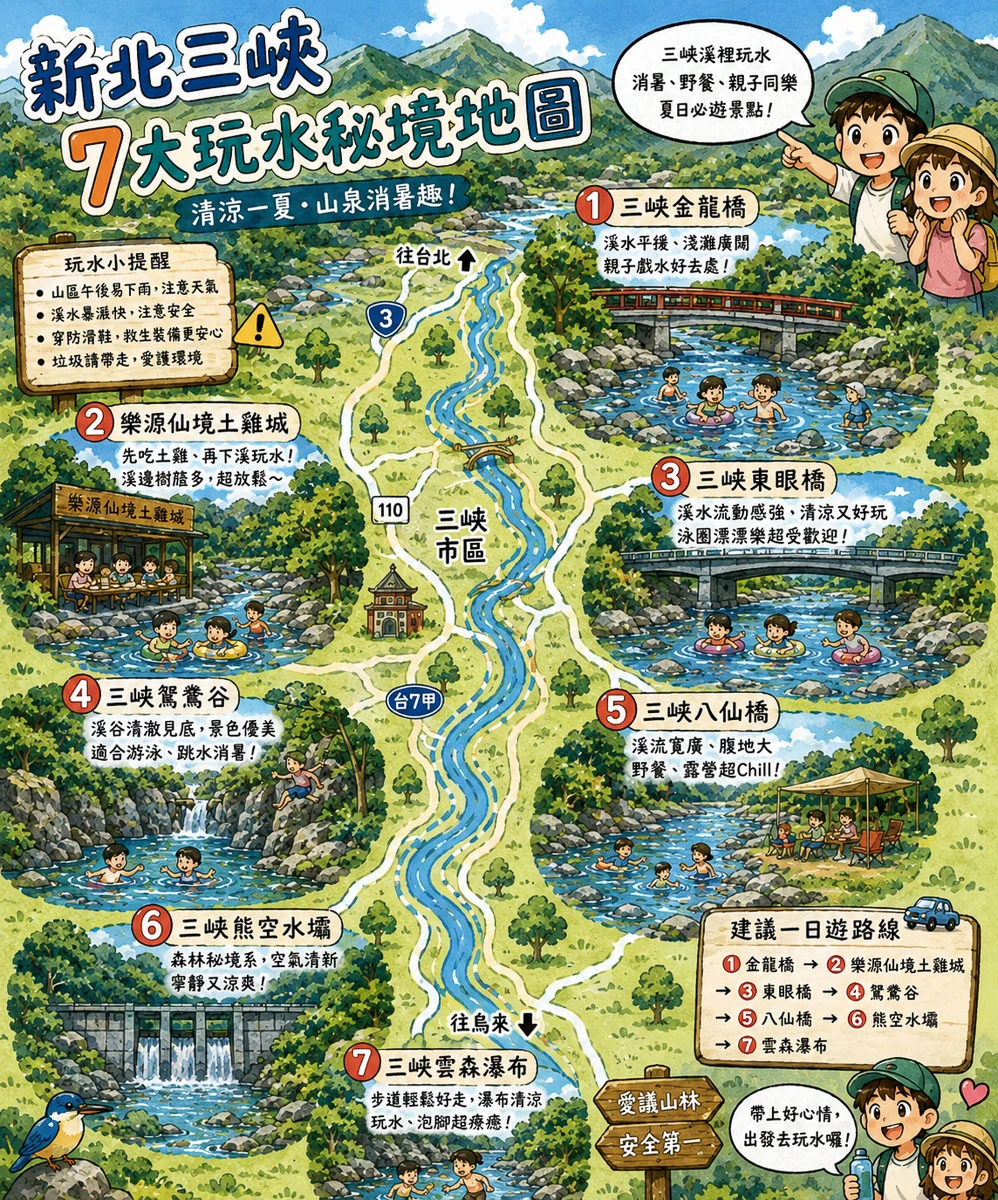 【新北三峽七個安全水域】親子景點推薦.有救生員.合法