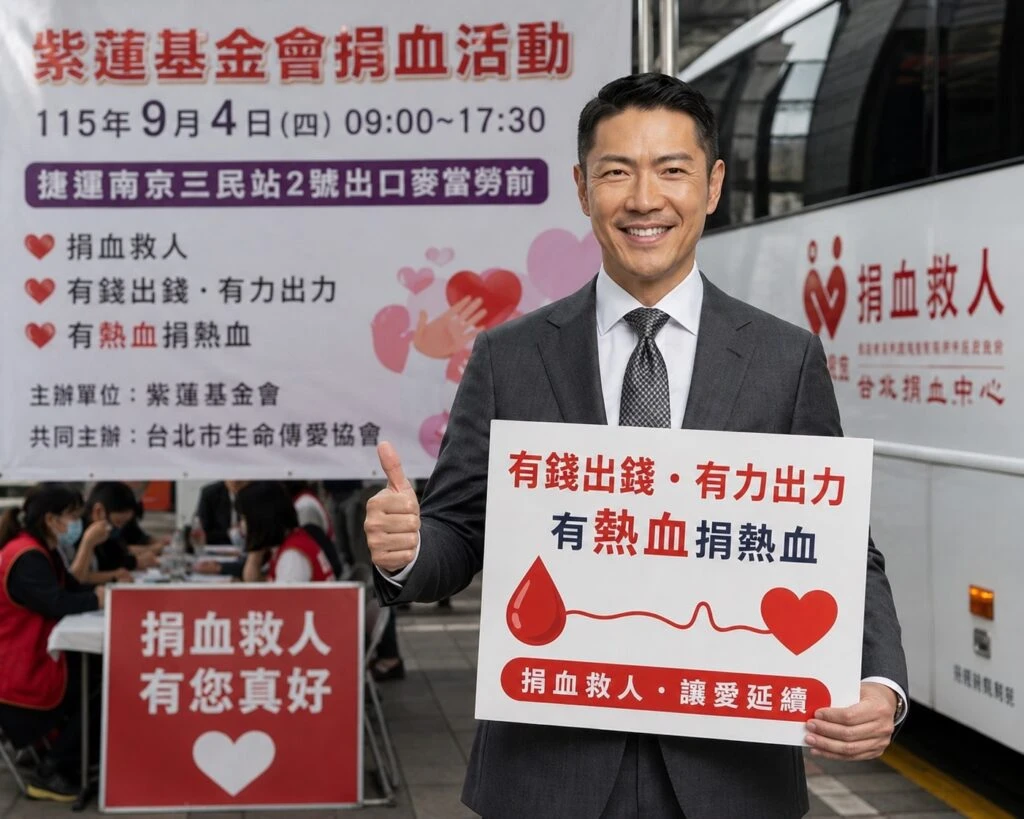 愛心律師陳曉鳴號召捐熱血　力挺紫蓮基金會9月大型公益捐血活動