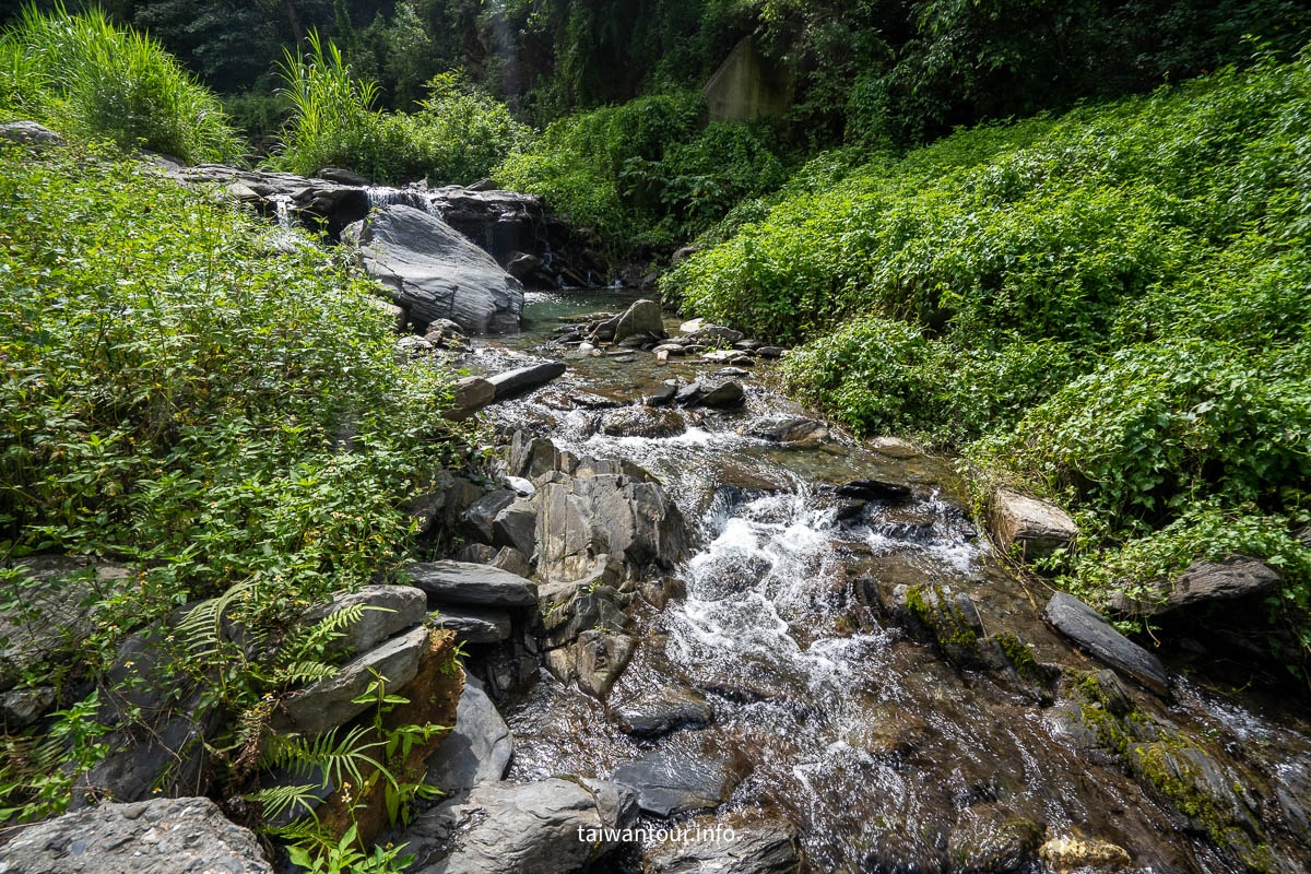 鹿鳴溪蝴蝶谷天然戲水池，夏天溪水約膝蓋深，非常適合親子戲水。