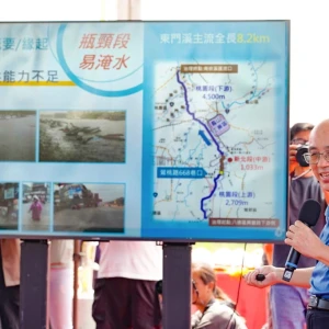 守護鶯桃　7億打造新北最大滯洪池　侯友宜視察宣告東門溪整治完成