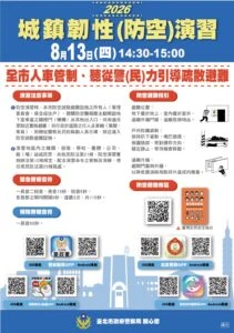 城鎮韌性  防空  演習將登場  北市警呼籲民眾先行查看及截圖保存防空避難設施位置