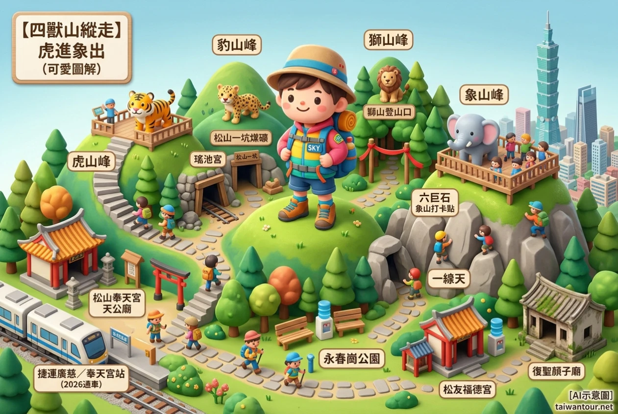 【四獸山縱走】從奉天宮站出發，虎山、豹山、獅山、象山一次走完